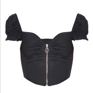 Black Zip Front Puff Sleeve Top! 🖤